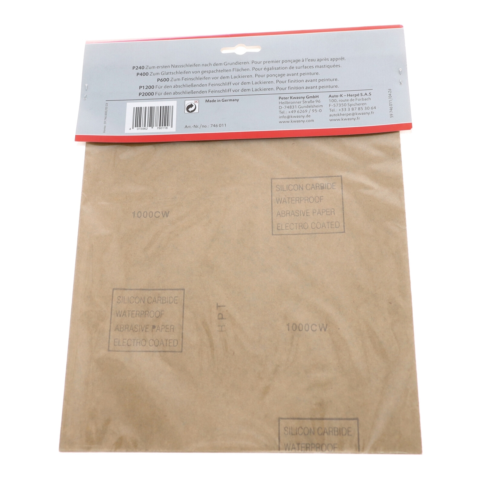 Kwasny Auto K Nass-Schleifpapier P1000 5 Blatt 230 x 280mm