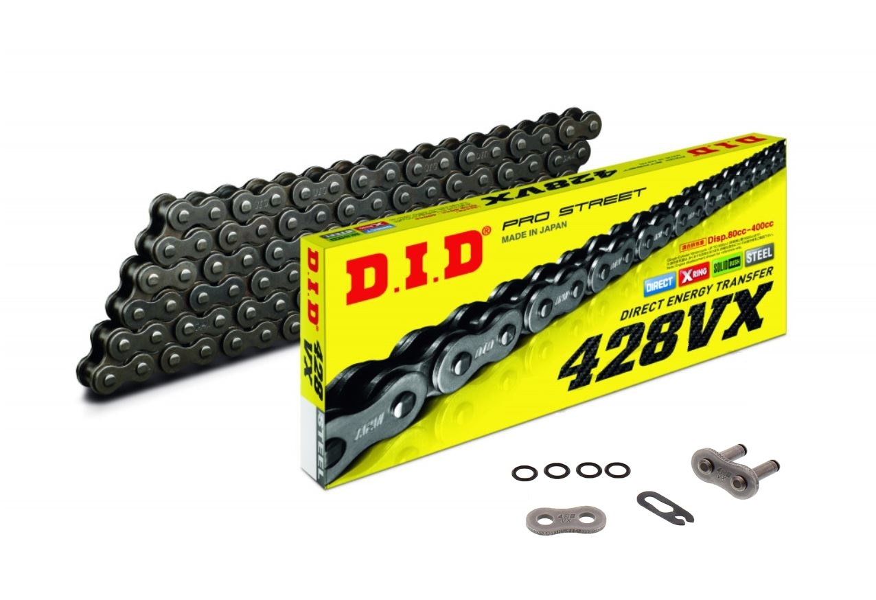 DID VX Motorrad X-Ringkette verstärkt 428 Teilung 138 Glieder offen +Clipschloss