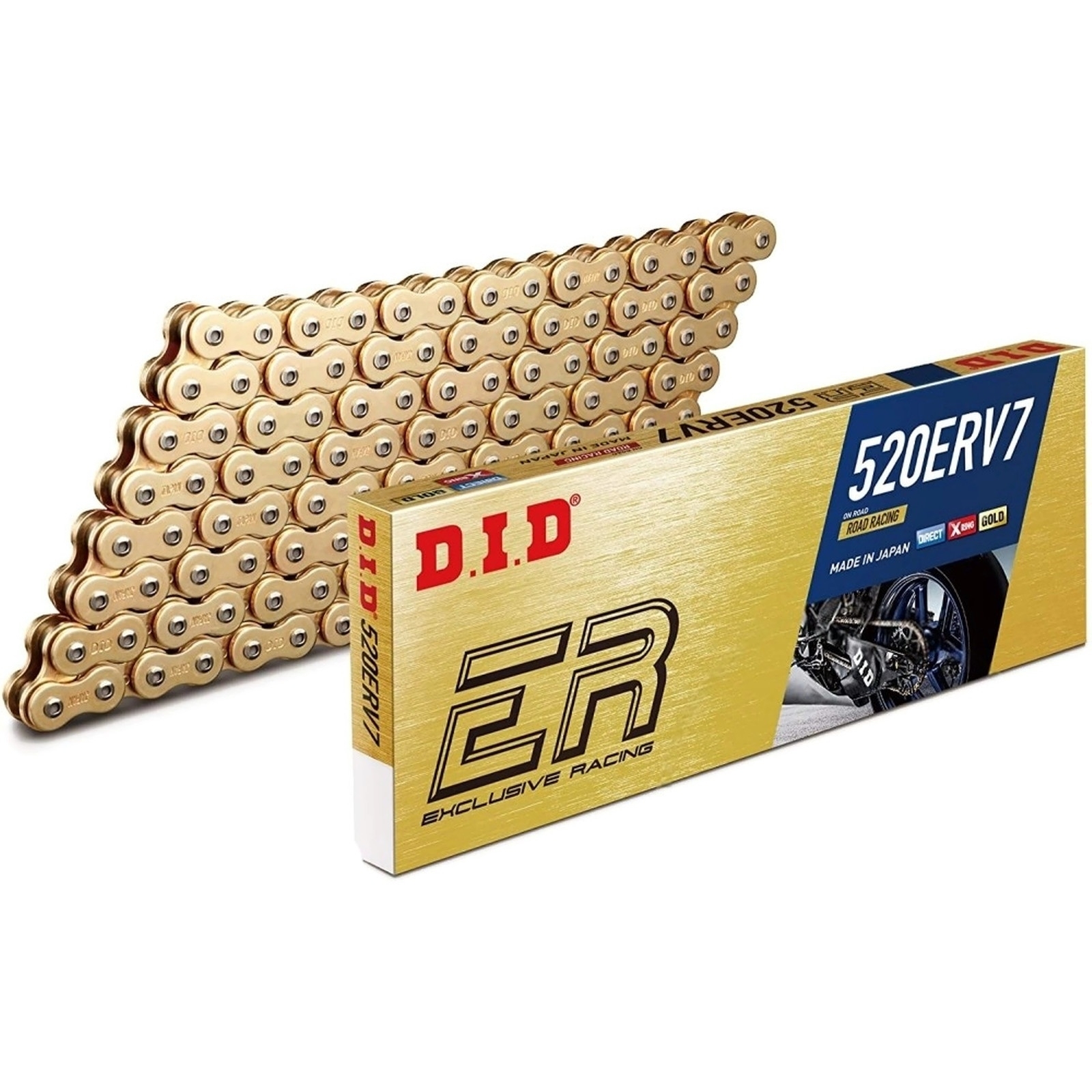 DID X-Ringkette Gold & Gold ERV7 520 Teilung 112 Glieder offen mit Nietschloss