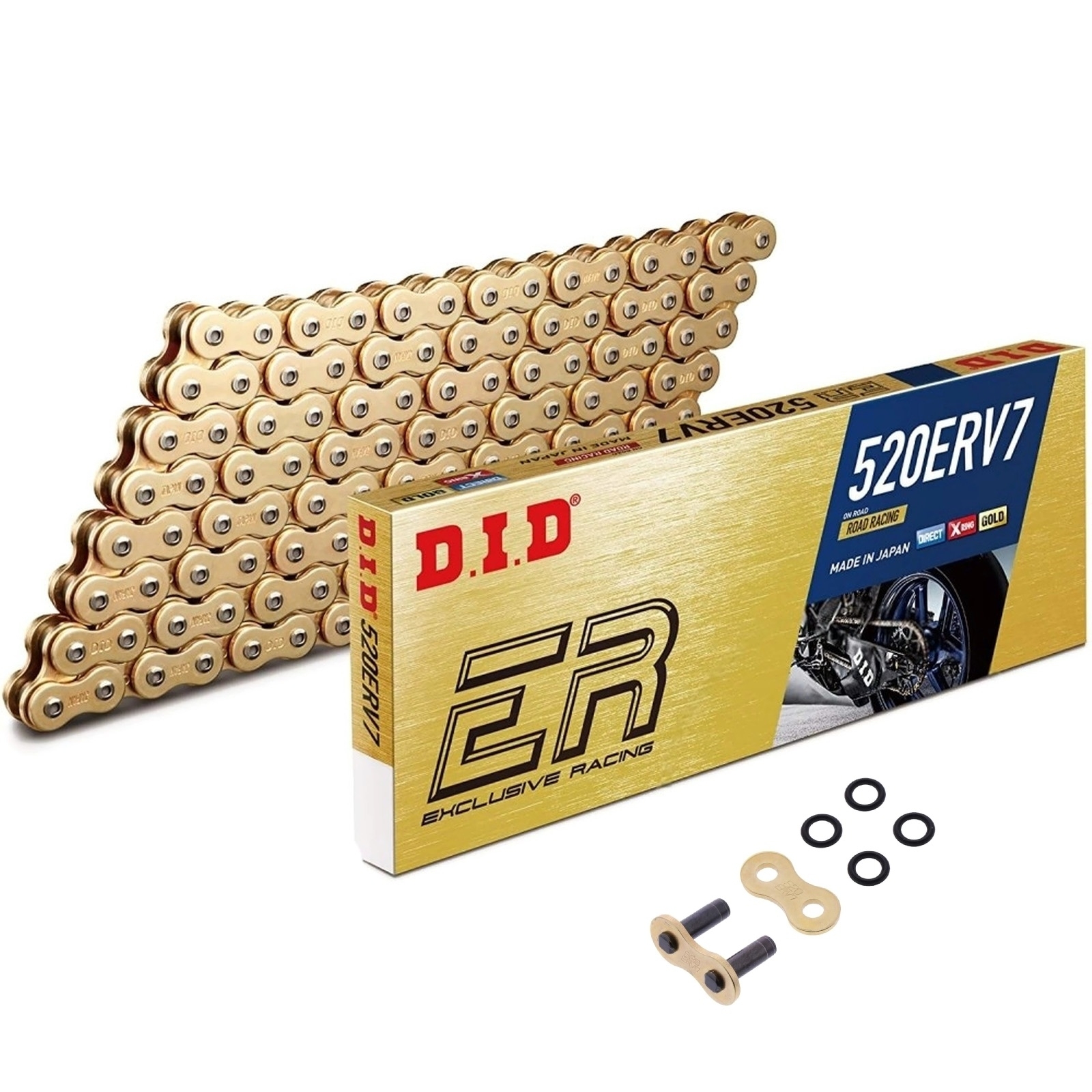 DID X-Ringkette Gold & Gold ERV7 520 Teilung 112 Glieder offen mit Nietschloss