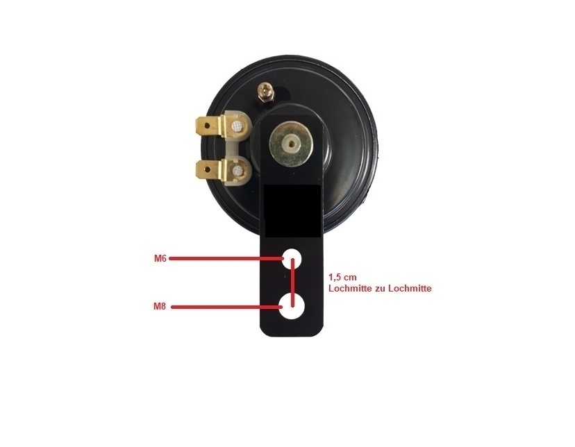 Motorrad Hupe schwarz-rot, 6 Volt, 70 mm