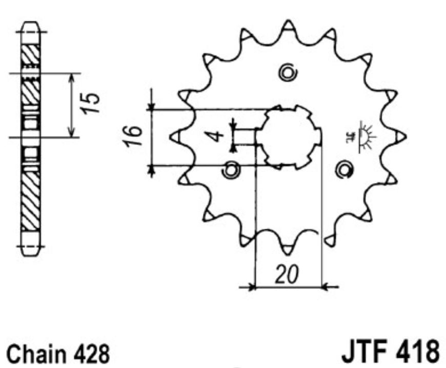 JT Ritzel 14 Zähne Teilung 428  / 418.14