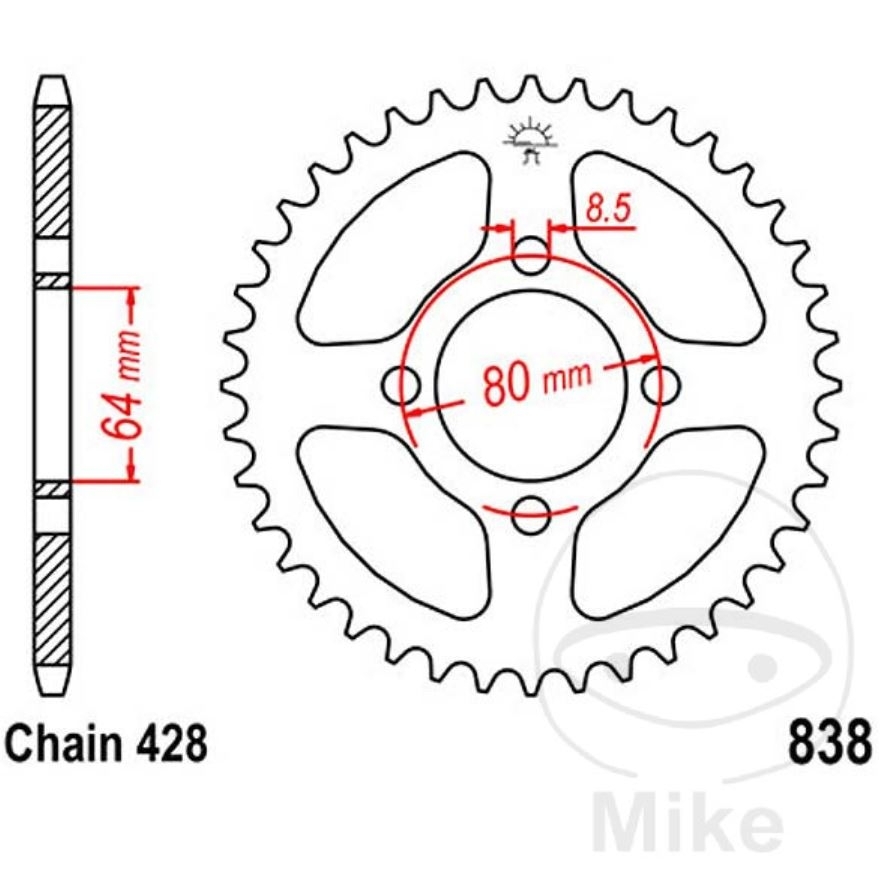 DID VX X-Ring Kettensatz 428 Teilung für Yamaha YBR125 2007-16, 14-45-118