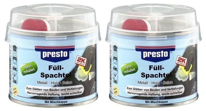 2 x presto 2K Füll-Spachtel 600054 à 250g inkl. Härter Metall Holz Beton