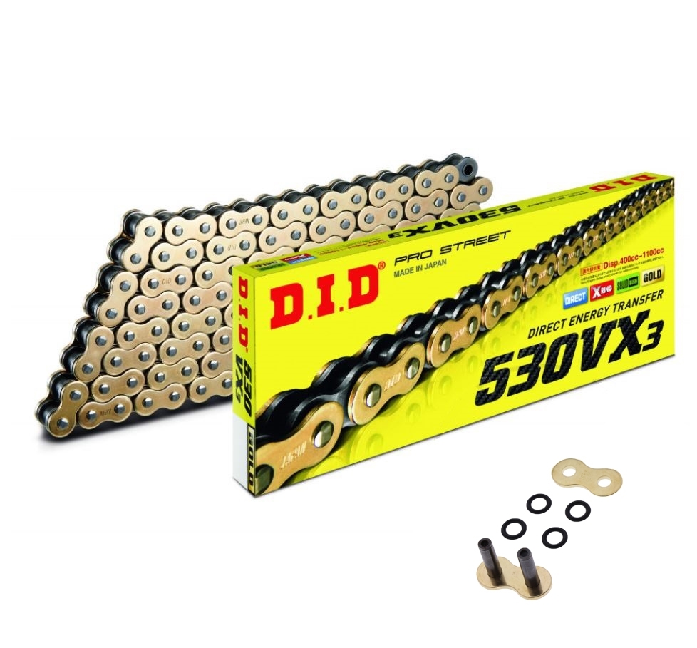 DID VX3 X-Ringkette Antriebskette G&B 530 Teilung 118 Glieder offen + Nietschloss