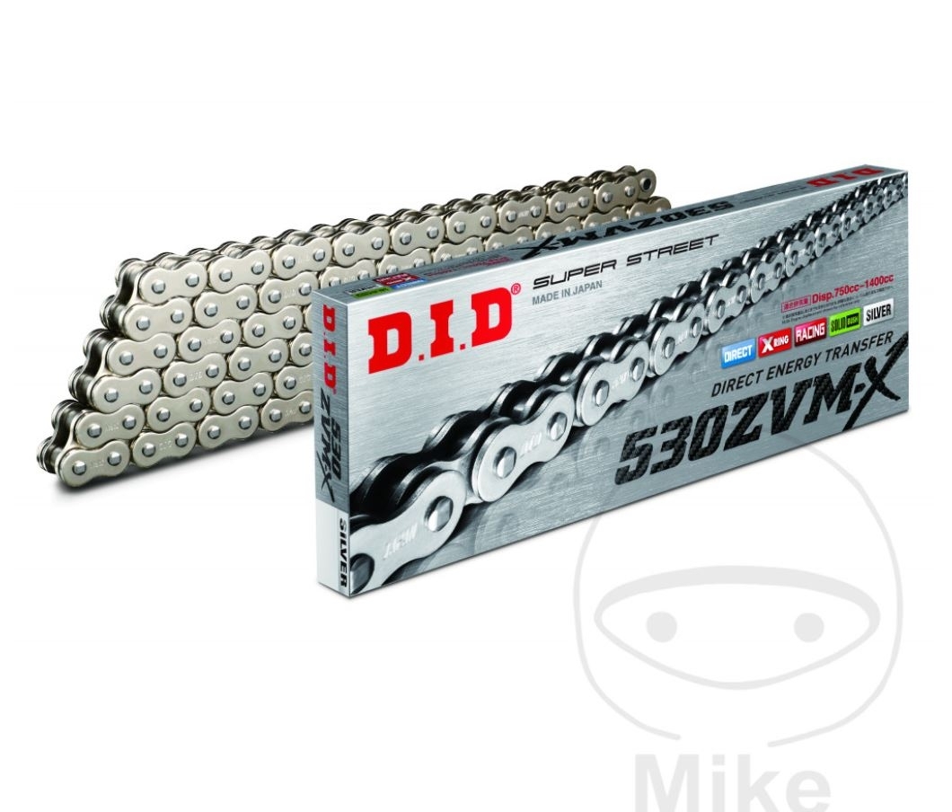 DID ZVMX X-Ring Motorrad Antriebskette Teilung 530 110 Glieder endlos silber