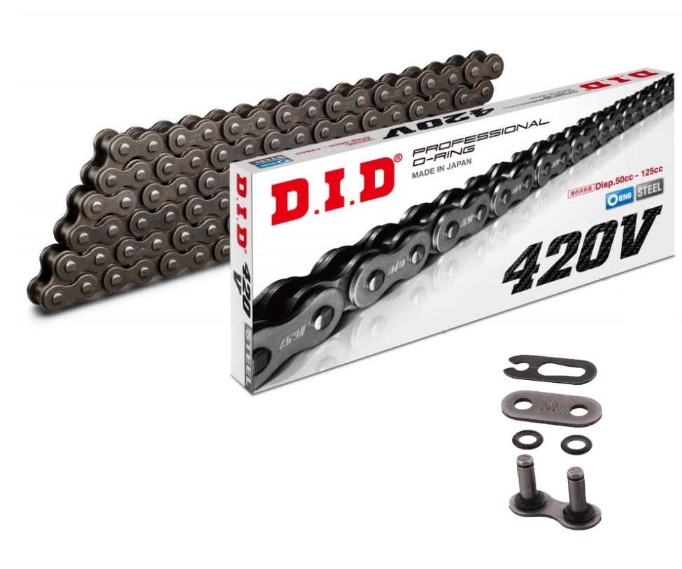 DID 420V O-Ringkette 50-125ccm, 420 Teilung 122 Glieder offen +Clipschloss