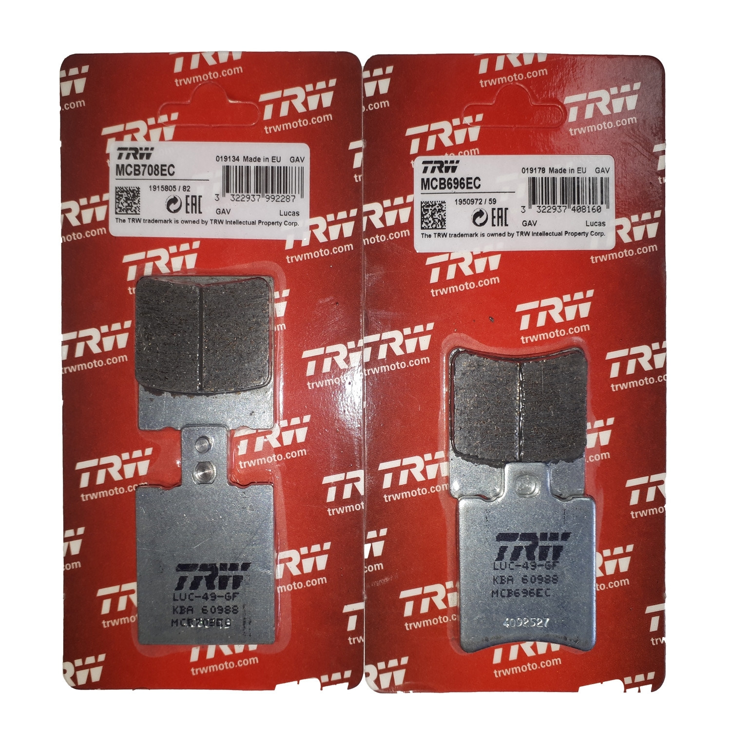 TRW Scooter Bremsbelagsatz für Aprilia Leonardo 125 Leonardo 150 vorne + hinten