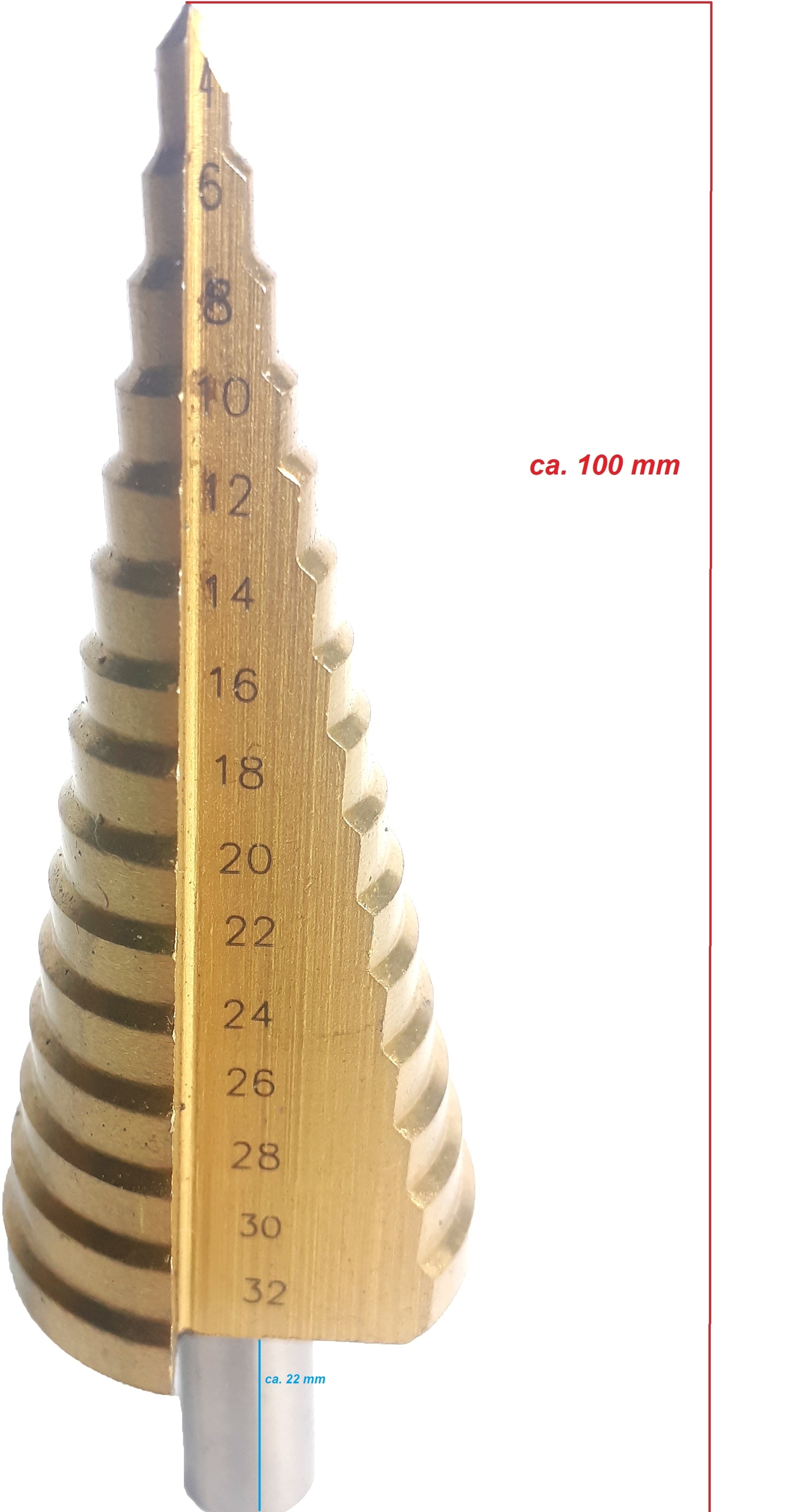 HSS Stufenbohrer Kegelbohrer 4-32 mm 15 Stufen Schälbohrer Konusbohrer Blechbohrer